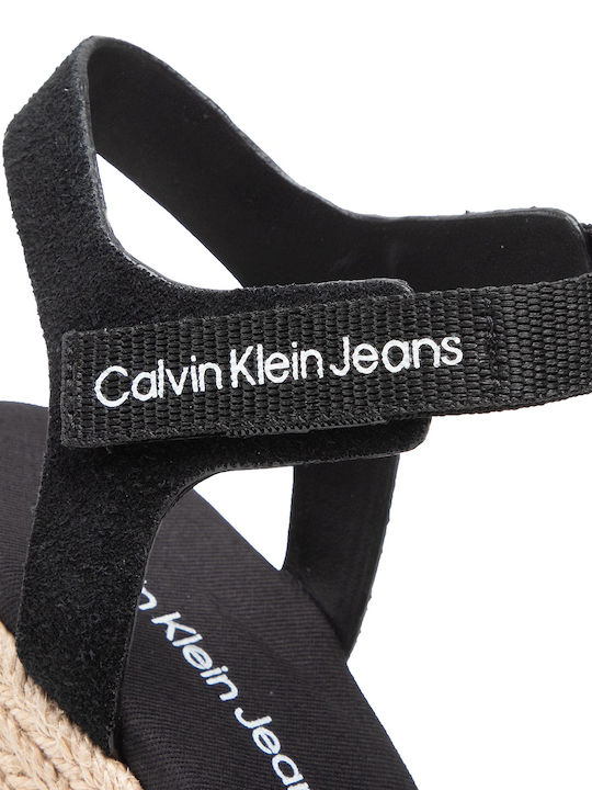 Women's Suede Ankle Strap Platforms Black