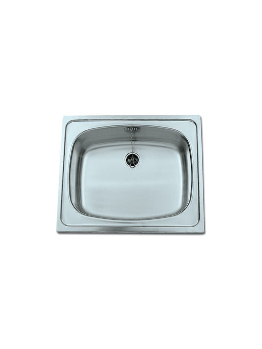 Teka Sink E-60 600.510 1B 1½ W/OVF 5U 10104001 Drop-In Sink Inox Satin W50xD40cm Silver