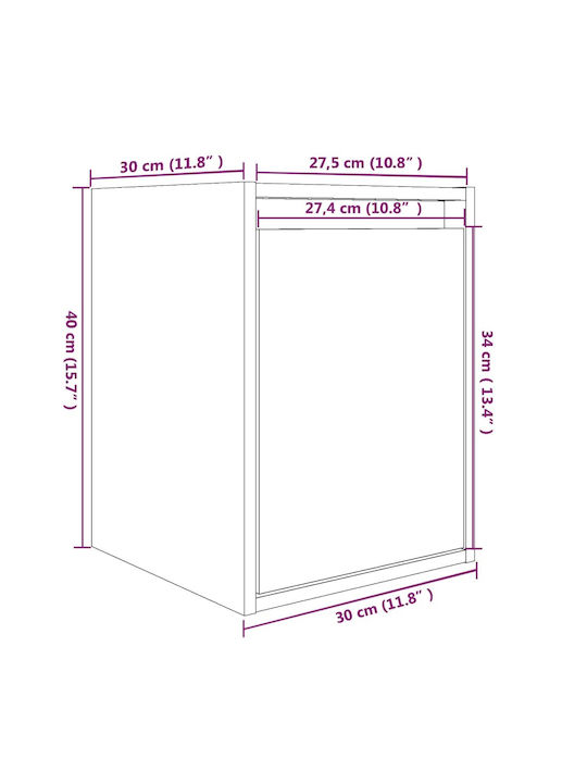 Hängendes Wohnzimmer Nischenschrank aus Massivholz Braune 30x30x40cm