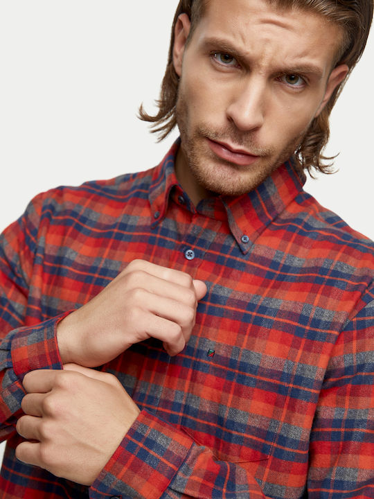 RedGreen Shirt with Long Sleeve Plaid Andreas Orange - Plaid