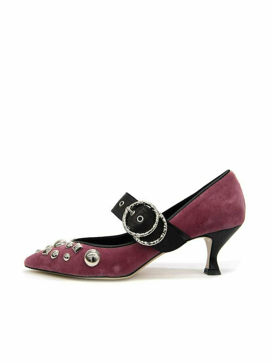 MIVIDA STUDDED SUEDE MID HEEL PUMPS WOMEN MIVIDA PINK (MVD-1108)