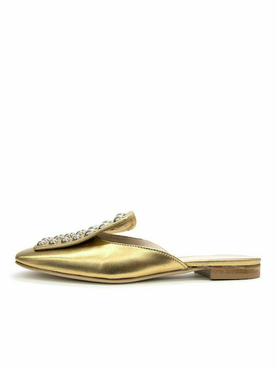 MIVIDA STUDDED LEATHER SLIPPERS WOMEN MIVIDA ΧΡΥΣΟ (MVD-1312)