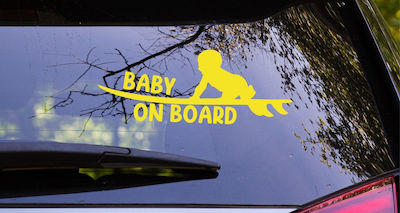 Baby on Board with Sticker Surfboard