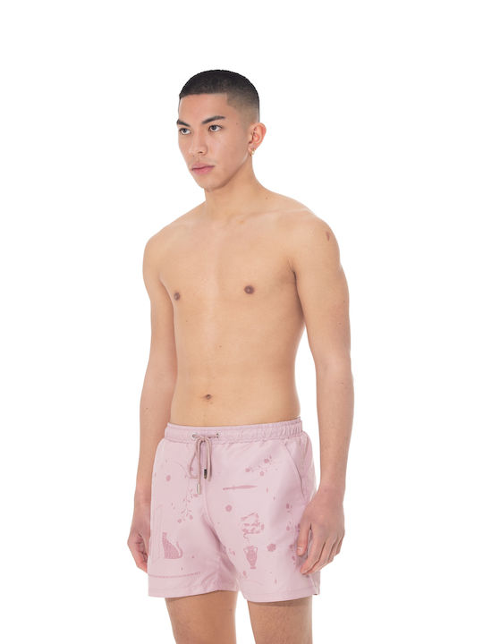 NÉ EN AOÛT - Swim shorts in Dirty Pink ''Animal instincts''