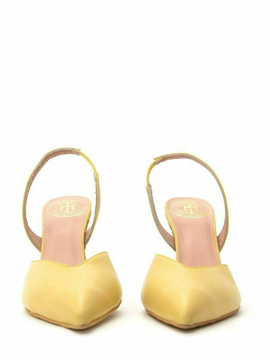 BACALI COLLECTION LEATHER HIGH HEEL PUMPS WOMEN BACALI COLLECTION YELLOW (BCL-A22-90-L)