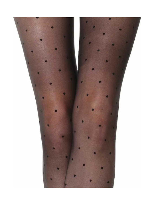 YTLI YC0560 Women's Pantyhose 20 Den Black Polka Dot