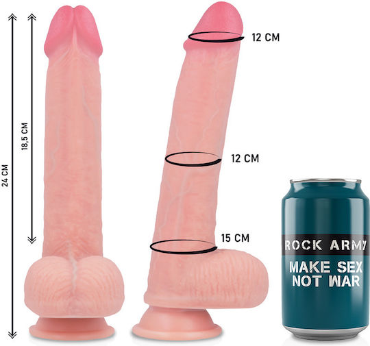 Rock Army Kingcobra Gurtzeug mit Dildo 24cm und Vibration in Hautfarbe