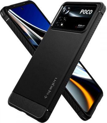 Spigen Rugged Armor Umschlag Rückseite Silikon 2mm Matte Black (Poco X4 Pro 5G) ACS04541