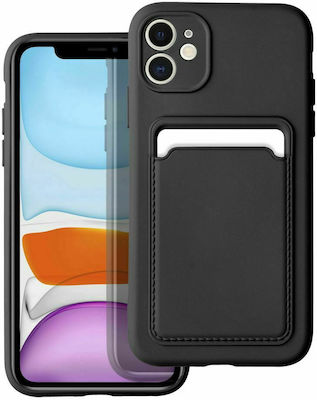 Forcell Card Silicone Back Cover with Credit Card Holder Black (iPhone 11)