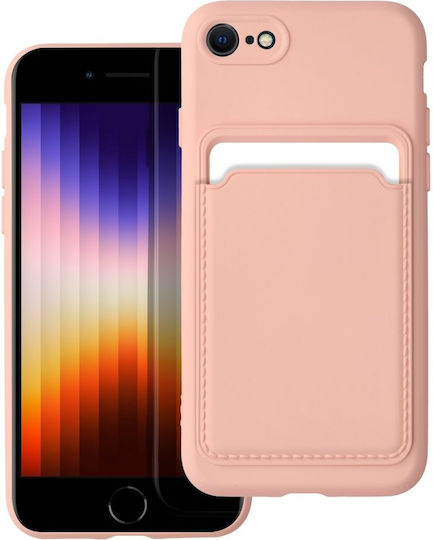 Forcell Card Back Cover Silicon cu Slot pentru Carduri Coral (iPhone SE 2022/2020/8/7)