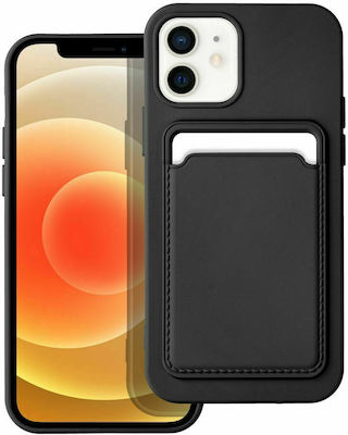 Forcell Card Silicone Back Cover with Credit Card Holder Black (iPhone 12 / 12 Pro)