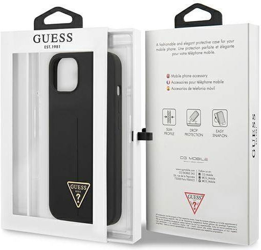 Guess Silicone Metal Triangle Задна корица Силикон Черен (iPhone 13 mini)