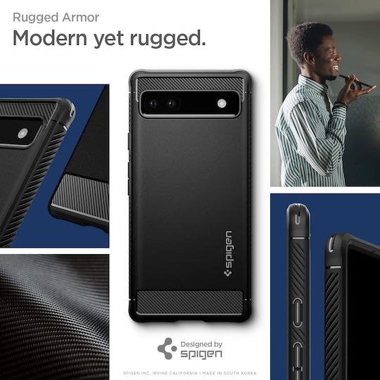 Spigen Rugged Armor Back Cover Silicone 2mm Matte Black (Google Pixel 6a)