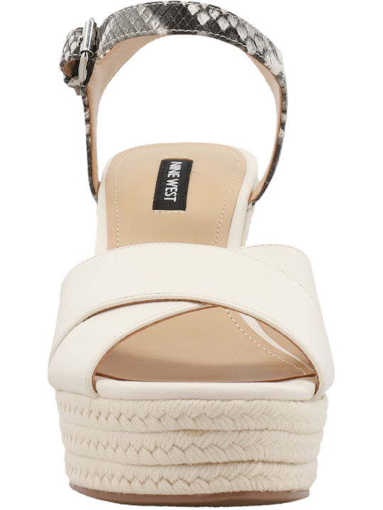 Dane Women's Fabric Ankle Strap Platforms White