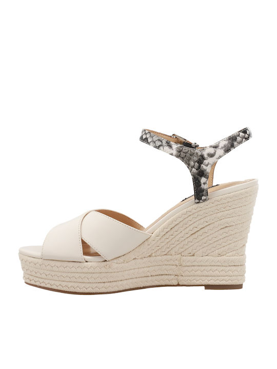 Dane Women's Fabric Ankle Strap Platforms White