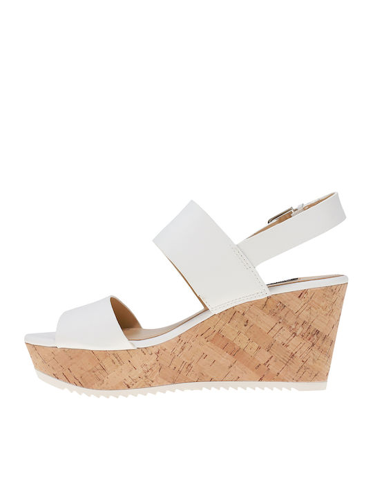Dera Women's Ankle Strap Platforms White