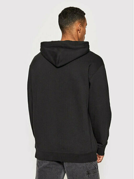 HUF Herren Sweatshirt mit Kapuze und Taschen Schwarz