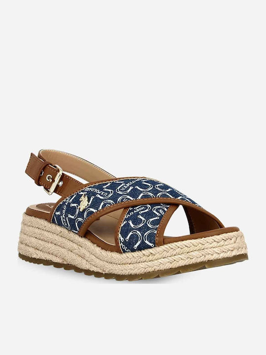 Kate Women's Fabric Platform Espadrilles Navy Blue