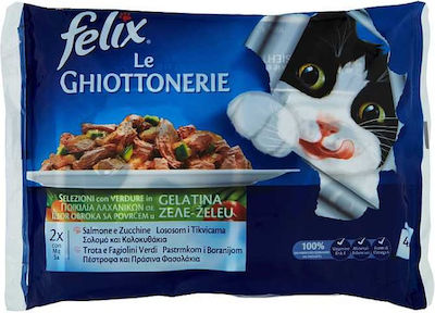 Purina Felix Le Chiottonerie Wet Food for Adult Cats In Pouch with Vegetables / Trout / Salmon In Jelly 4pcs 100gr