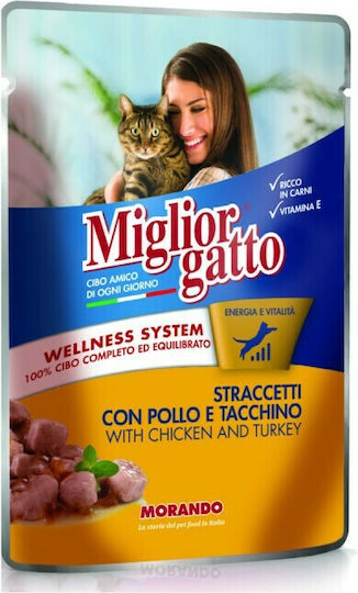 Morando Miglior Gatto Wellness Υγρή Τροφή για Ενήλικες Γάτες σε Φακελάκι με Κοτόπουλο 100gr
