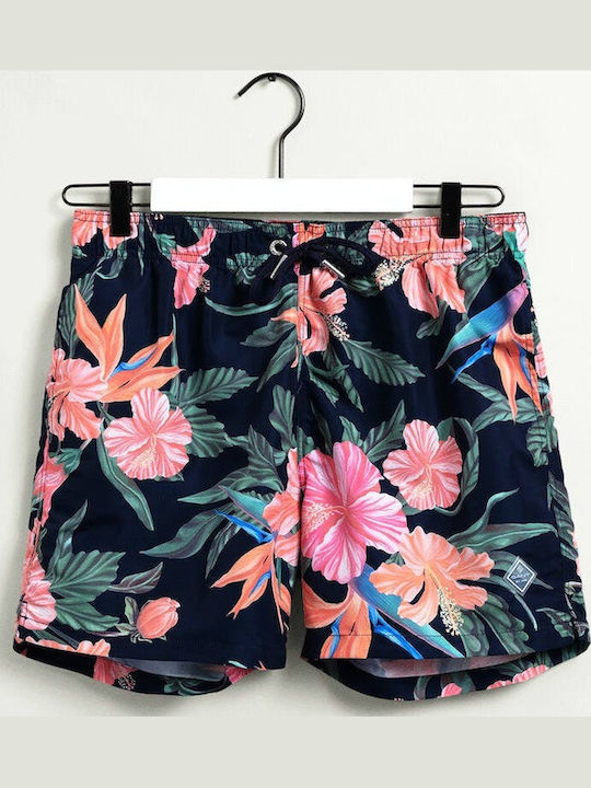 Classic Men's Swimwear Shorts Navy Blue Floral