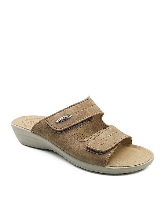 Anatomisch Damenplattformen in Stil Pantoffeln Beige