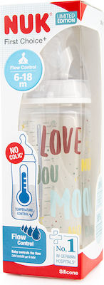 Nuk Plastikflasche First Choice Plus Temperature Control Gegen Koliken mit Silikonsauger für 6-18 Monate Grey Liebe dich bis zum Mond und zurück 300ml 1Stück 10.216.005