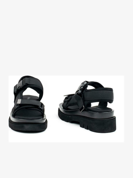 Wrench Women's Fabric Ankle Strap Platforms Black