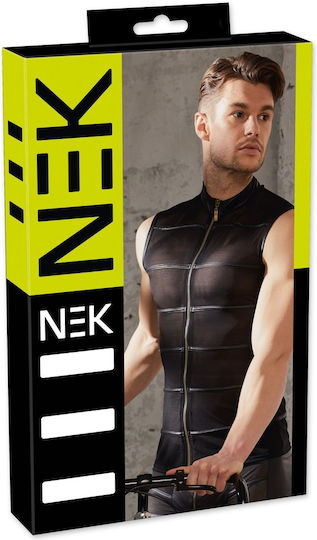 Nek Nek Секси мъжки топ Риза без ръкави Wetlook Powernet Black