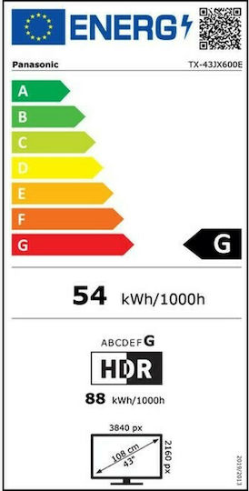 Panasonic Смарт Телевизор 43" 4K UHD Edge LED TX-43JX600E HDR (2021)