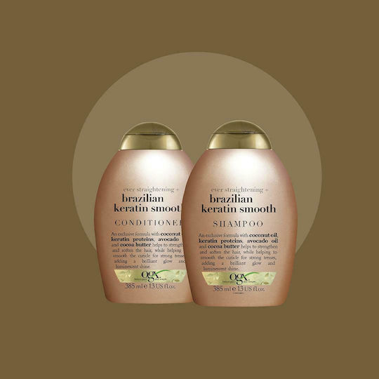 OGX Ever Straightening + Brazilian Keratin Smooth Σαμπουάν κατά της Πιτυρίδας για Όλους τους Τύπους Μαλλιών 385ml