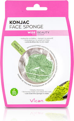 Vican Schwamm Reinigung Wise Beauty Konjac Face Sponge With Green Tea Powd 1Stück