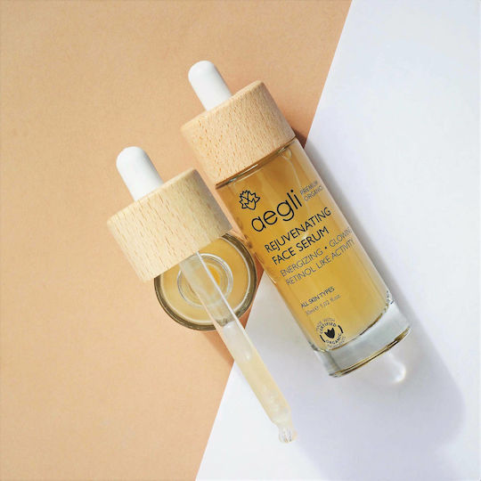 Aegli Premium Organics Rejuvenating Ενυδατικό & Αντιγηραντικό Serum Προσώπου με Υαλουρονικό Οξύ για Αποτοξίνωση & Λάμψη 30ml