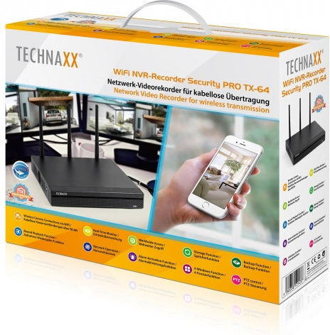 Technaxx PRO TX-64 Înregistrare video NVR WiFi 4 canale cu rezoluție Full HD 4607