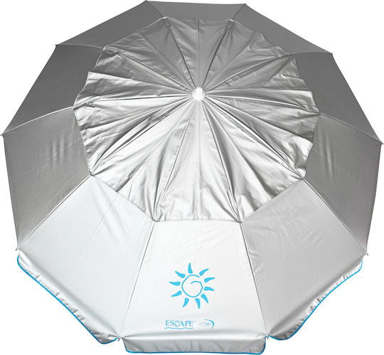 Escape Aluminum Beach Umbrella Diameter 2.2m with UV Protection and Air Duct Light Blue
