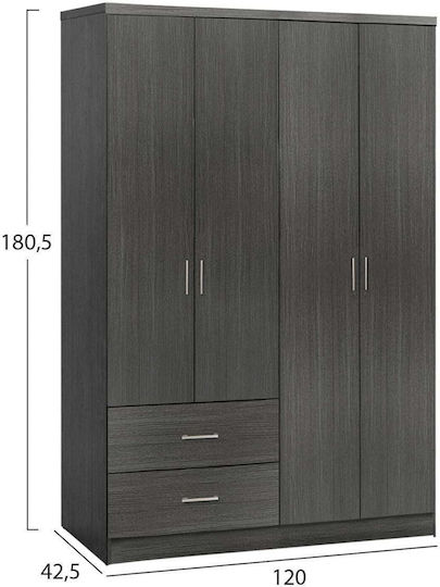Τετράφυλλη Ντουλάπα Zebrano 120x42x181cm