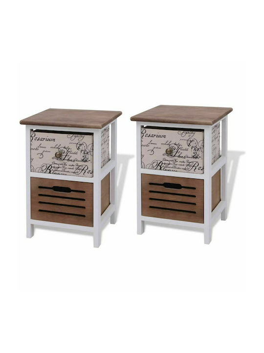 Κομοδίνα από Μασίφ Ξύλο Πολύχρωμα 2τμχ 30x28x46cm
