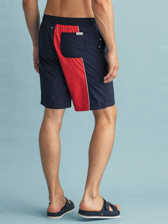 Gant Men's Swimwear Shorts Navy Blue/Red with Patterns
