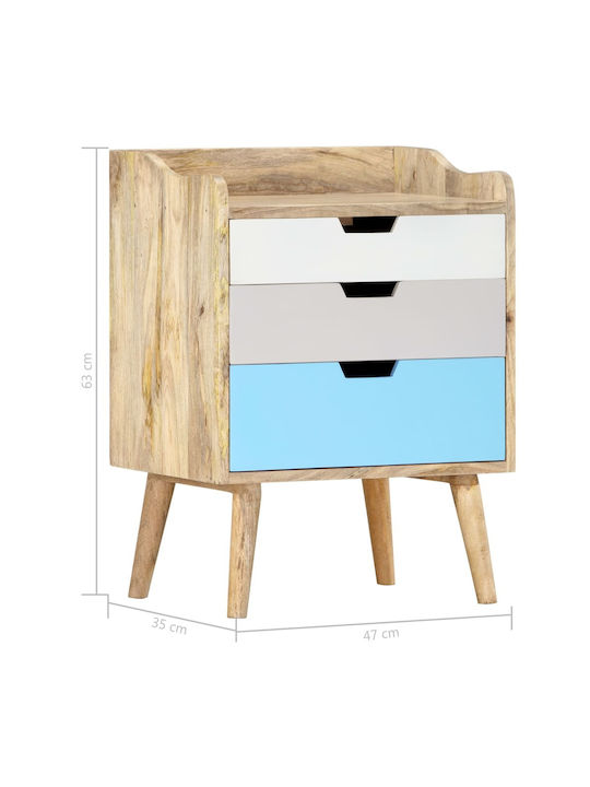 Bedside Table Solid Wood Beige 47x35x63cm