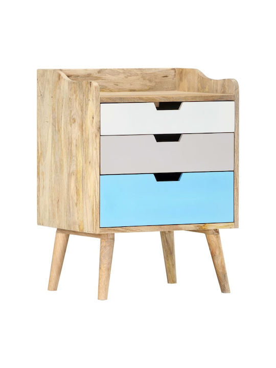 Bedside Table Solid Wood Beige 47x35x63cm