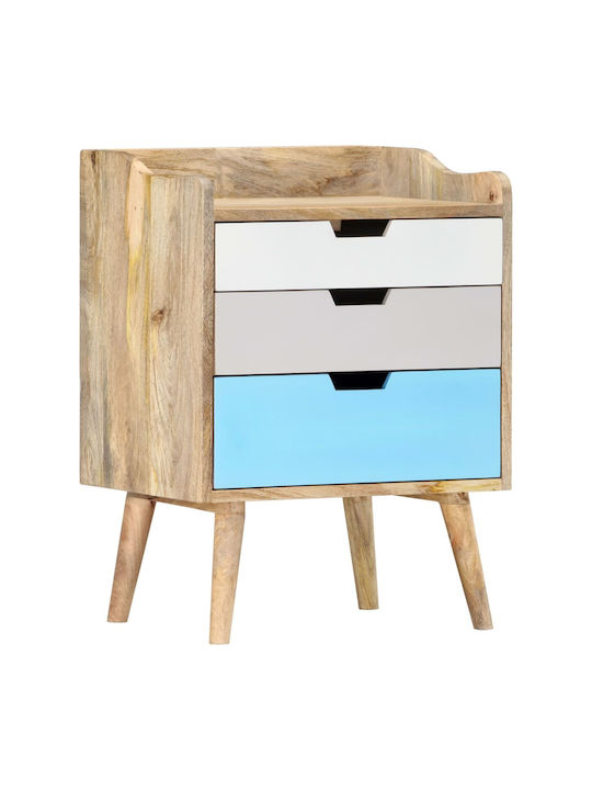 Bedside Table Solid Wood Beige 47x35x63cm