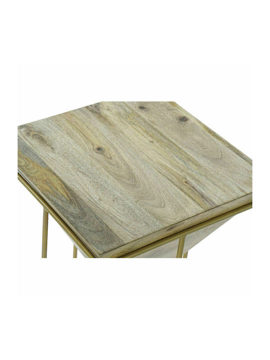 Square Side Table from Solid Wood Beige L40xW40xH45cm.