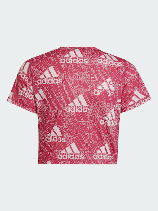 Adidas Kinder-Crop-Top Kurzarm Rot