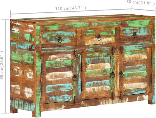 Comoda pentru Dormitor din Lemn Masiv cu 3 sertare Multicoloră 110x30x65buc