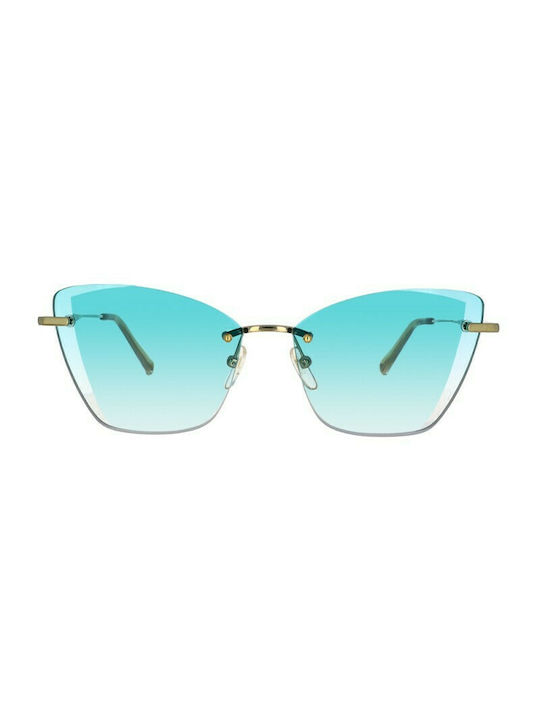 Longchamp Women's Sunglasses with Gold Metal Frame and Light Blue Gradient Lens LO141S 732