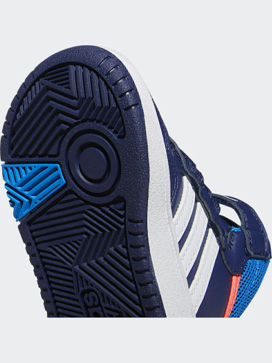 -Reifen Hoops Mid Kinder Sportschuhe Basketball mit Bügel- und Schleifenverschluss Dark Blue / Blue Rush / Turbo