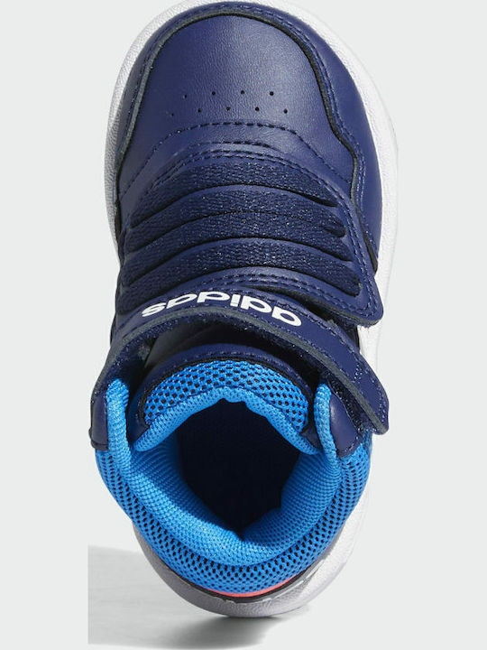 -Reifen Hoops Mid Kinder Sportschuhe Basketball mit Bügel- und Schleifenverschluss Dark Blue / Blue Rush / Turbo