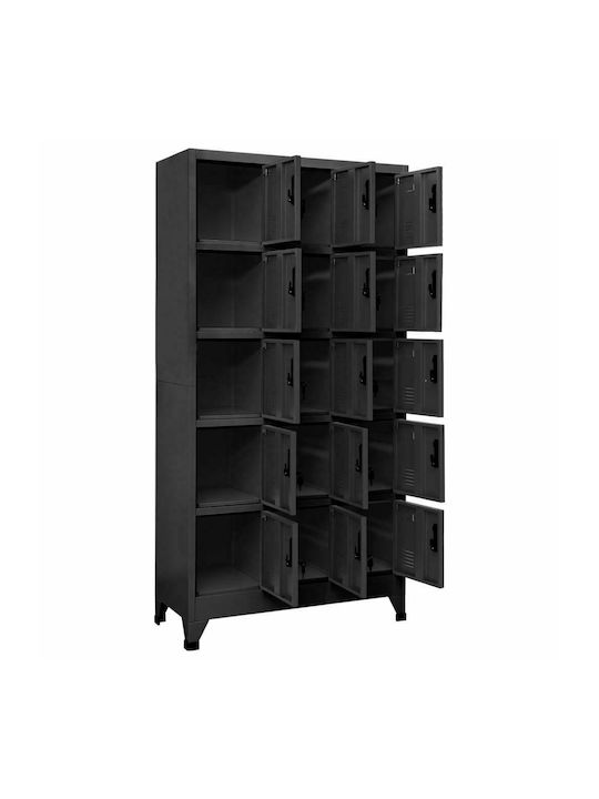 Locker Metal with 15 Cabinets Charcoal 90x40x180cm