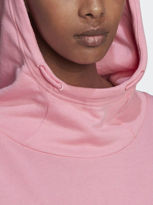 Studio Lounge Cropped Γυναικείο Φούτερ με Κουκούλα Bliss Pink