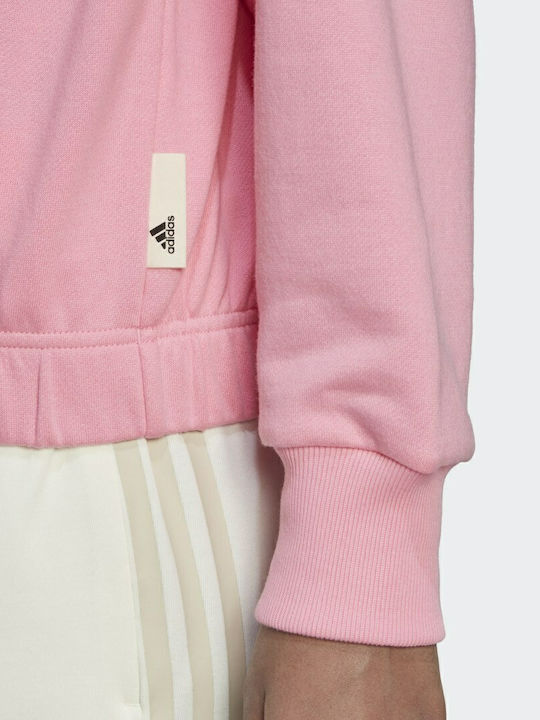 Studio Lounge Cropped Γυναικείο Φούτερ με Κουκούλα Bliss Pink